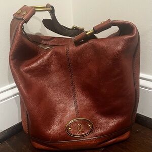 Vintage Fossil Maddox Brown Bucket Shoulder Bag